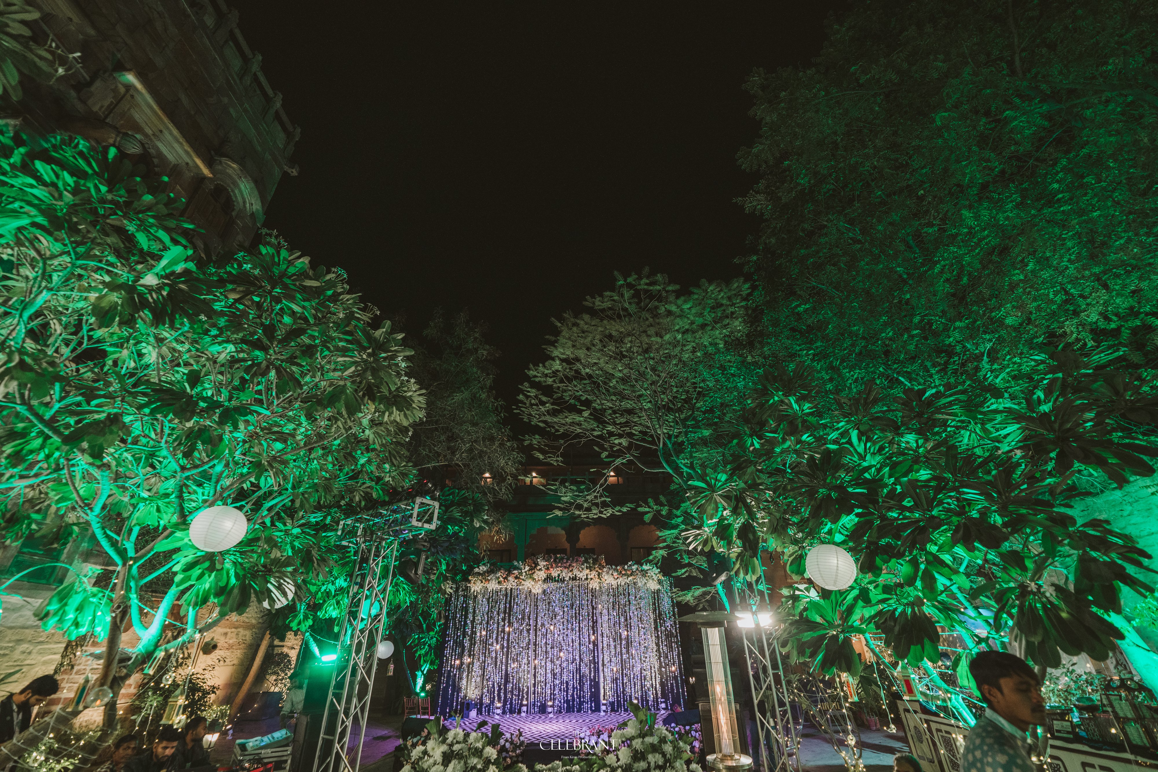 Anuroopa & Vishal Destination Wedding Sangeet at Chanwa Fort, Jodhpur - custom styling by Saaj Weddings